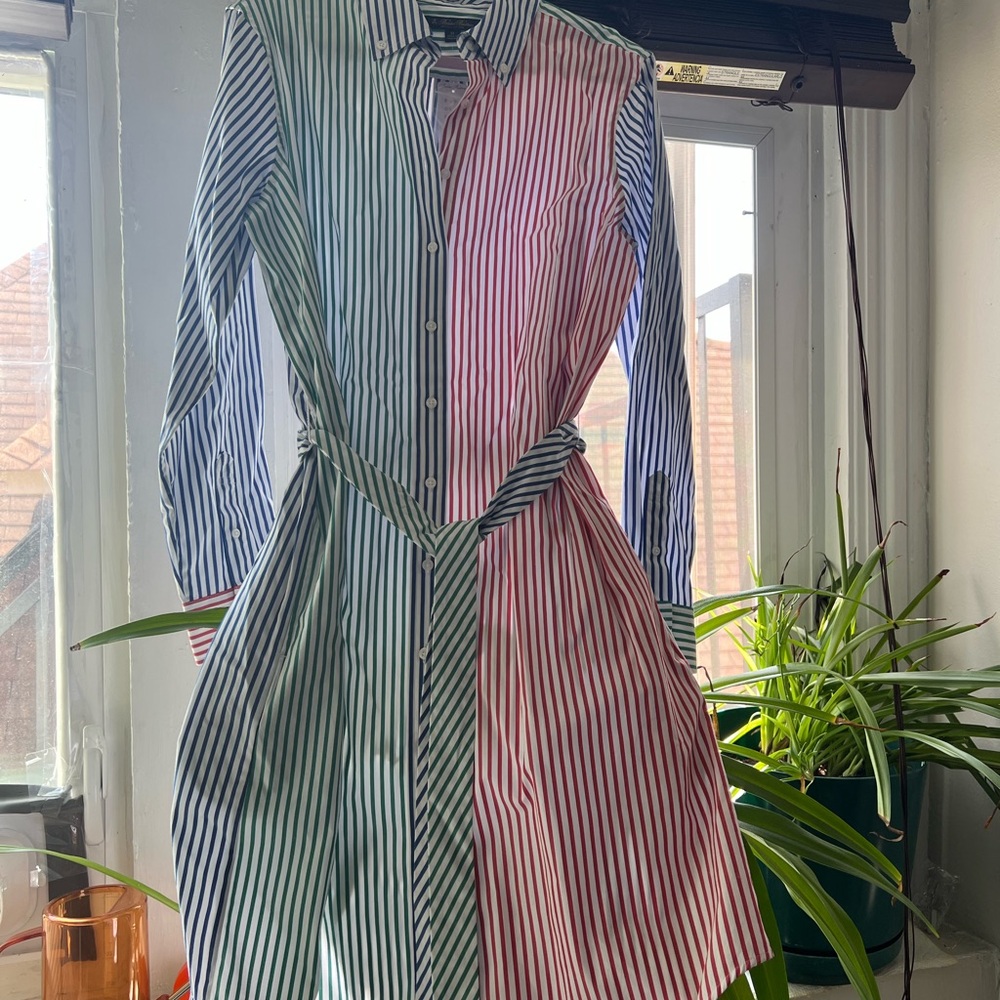 Brooks Brothers Striped Tie Front Dress